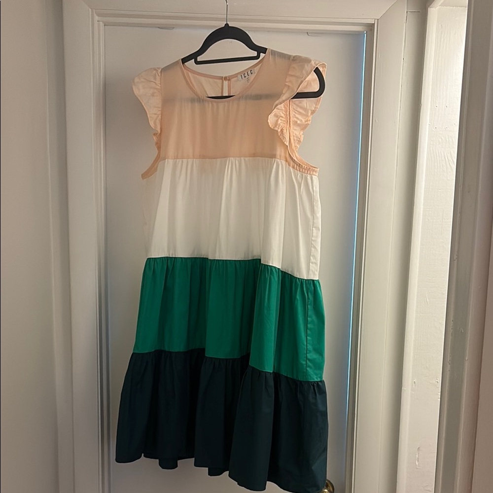 TCEC Orange and White Tiered Sundress Casual